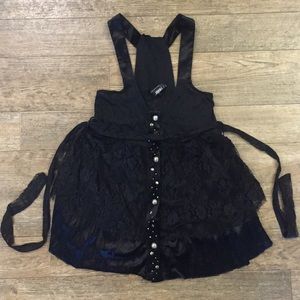 BKE black satin/lace embellished top